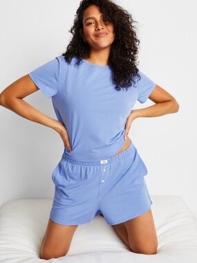 NWT M  State of Day Women's Short-Sleeve Boxer Pajama Set